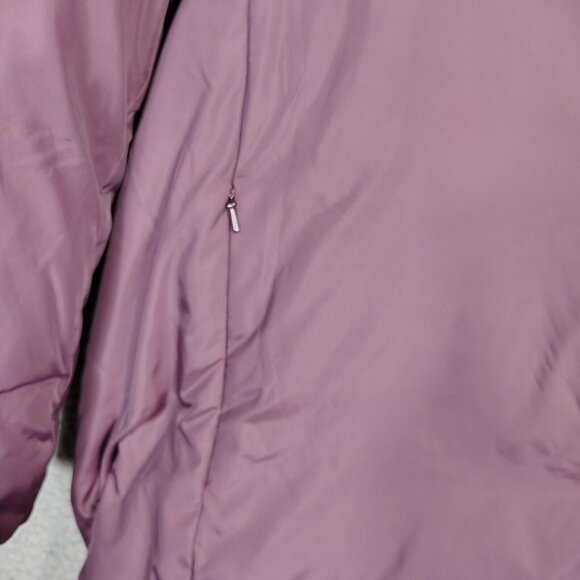 Eileen Fisher Coat Womens Large Maroon Down Parka Hooded Winter Oversized Preppy - Picture 6 of 15